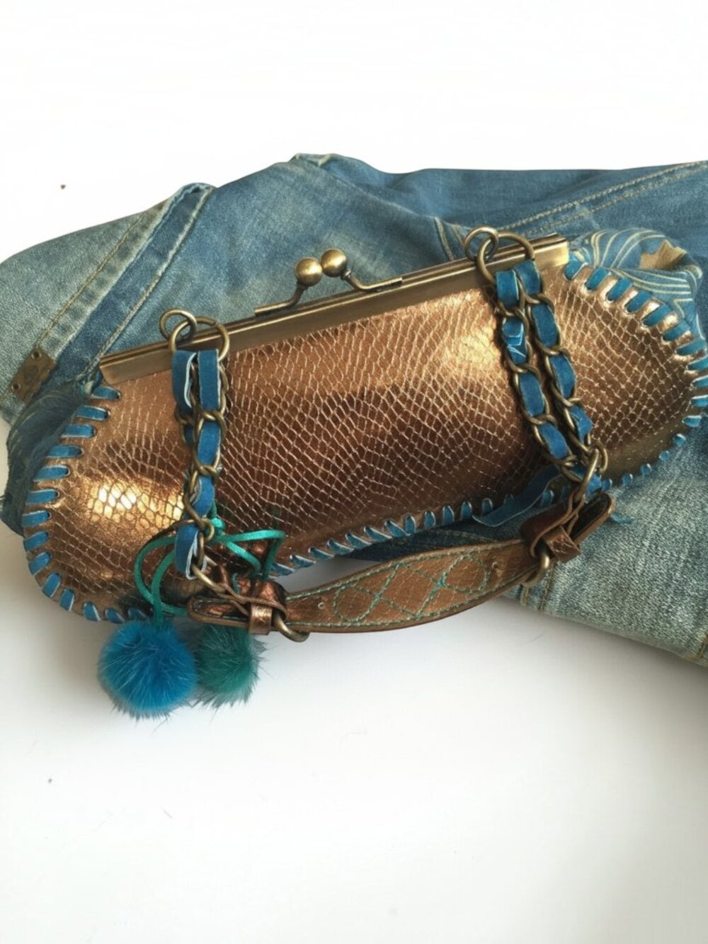 Loop • Mini Turquoise and Metallic Bag - Picture 2 of 4